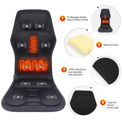 Electric Back Massager Infrared Full-Body Massage Chair Cushion Heating Vibrator Car Home Office Lumbar Neck Mattress Chair Mat