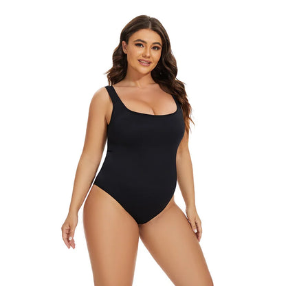 GUUDIA Ribbed Tummy Jumpsuit Daily Shaper Bodysuits Light Control Compress Tummy Control Open Crotch Shapewear Suits Open Crotch