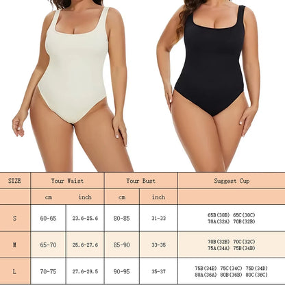 GUUDIA Ribbed Tummy Jumpsuit Daily Shaper Bodysuits Light Control Compress Tummy Control Open Crotch Shapewear Suits Open Crotch