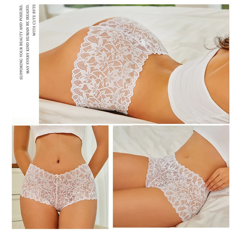 Women Lace Boyshort Panties Low-Rise Sexy Underwear Trendy Floral Underpants Female Sexy Boyshort Panties Ladies Lingerie