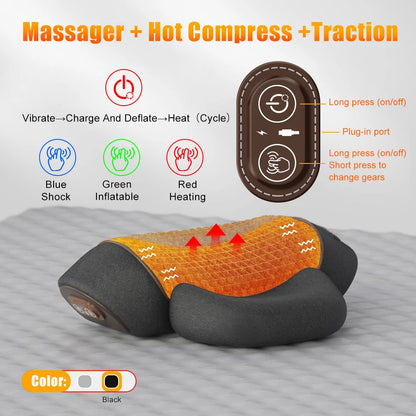 Electric Neck Massager Cervical Pillow Hot Compress Neck Stretch Heating Vibration Neck Shoulder Massage Pillow Back Traction