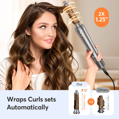 5 in 1 Hair Airwrap Styler 1200W Hair Dryer Brush Auto Air Wrap Curlers Frizz-Free Fast Drying Curling, Straightening Volumizing