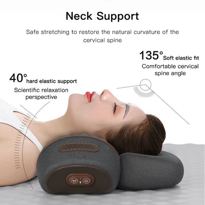 Electric Neck Massager Cervical Pillow Hot Compress Neck Stretch Heating Vibration Neck Shoulder Massage Pillow Back Traction