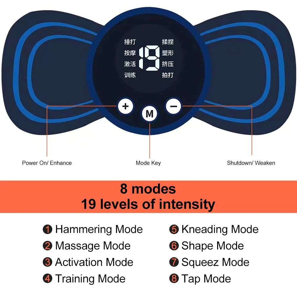 Mini Neck Massager Electric Muscle Stimulator Cervical Massage Patches Massage Pads Remote Control For Back Body Health