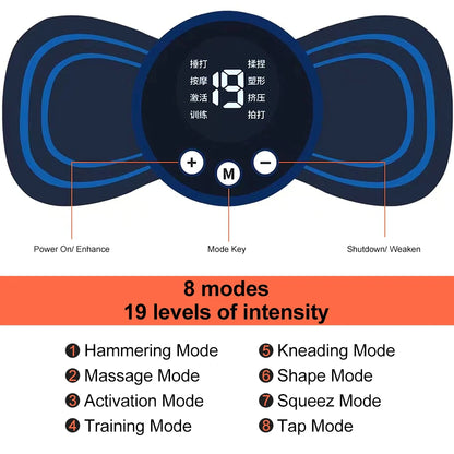 Mini Neck Massager Electric Muscle Stimulator Cervical Massage Patches Massage Pads Remote Control For Back Body Health