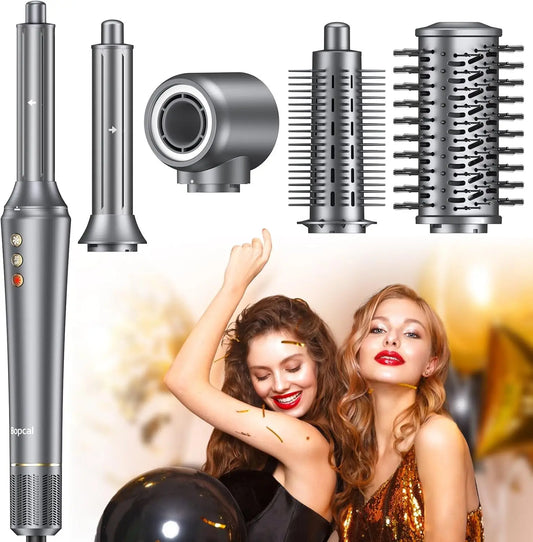 5 in 1 Hair Airwrap Styler 1200W Hair Dryer Brush Auto Air Wrap Curlers Frizz-Free Fast Drying Curling, Straightening Volumizing