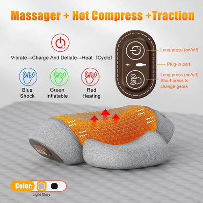 Electric Neck Massager Cervical Pillow Hot Compress Neck Stretch Heating Vibration Neck Shoulder Massage Pillow Back Traction