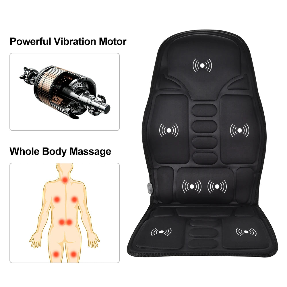 Electric Back Massager Infrared Full-Body Massage Chair Cushion Heating Vibrator Car Home Office Lumbar Neck Mattress Chair Mat