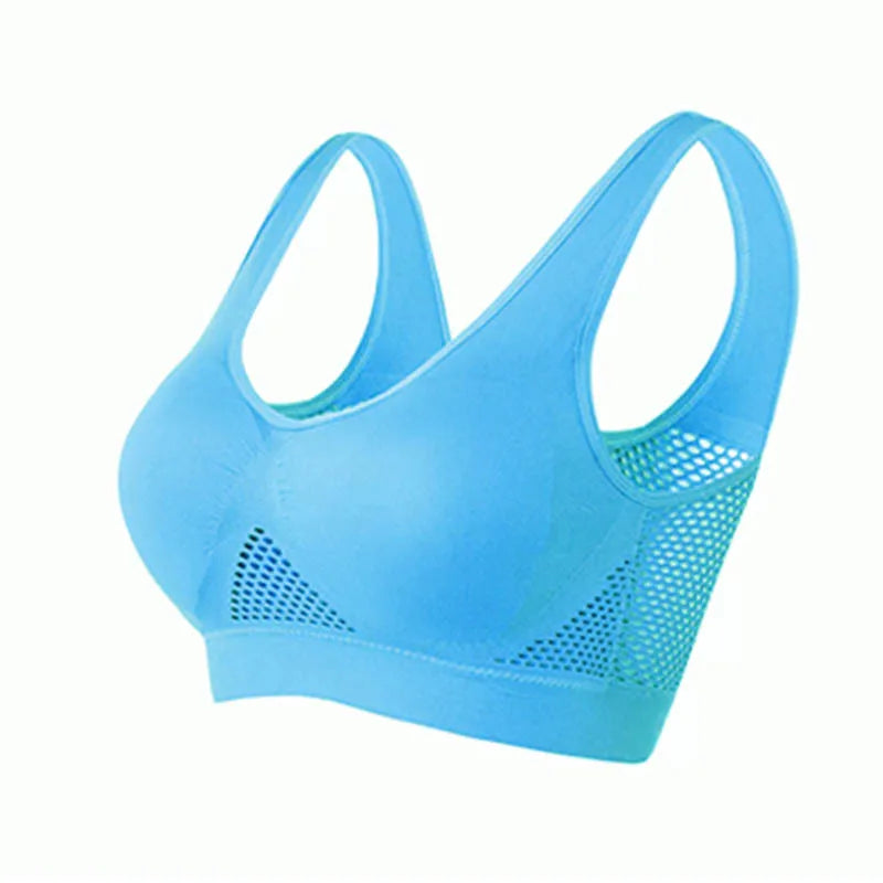 Breathable Sports Bra Top Fitness Women Brassiere Removable Padded Sport Bra Running Gym Seamless Push Up Bras