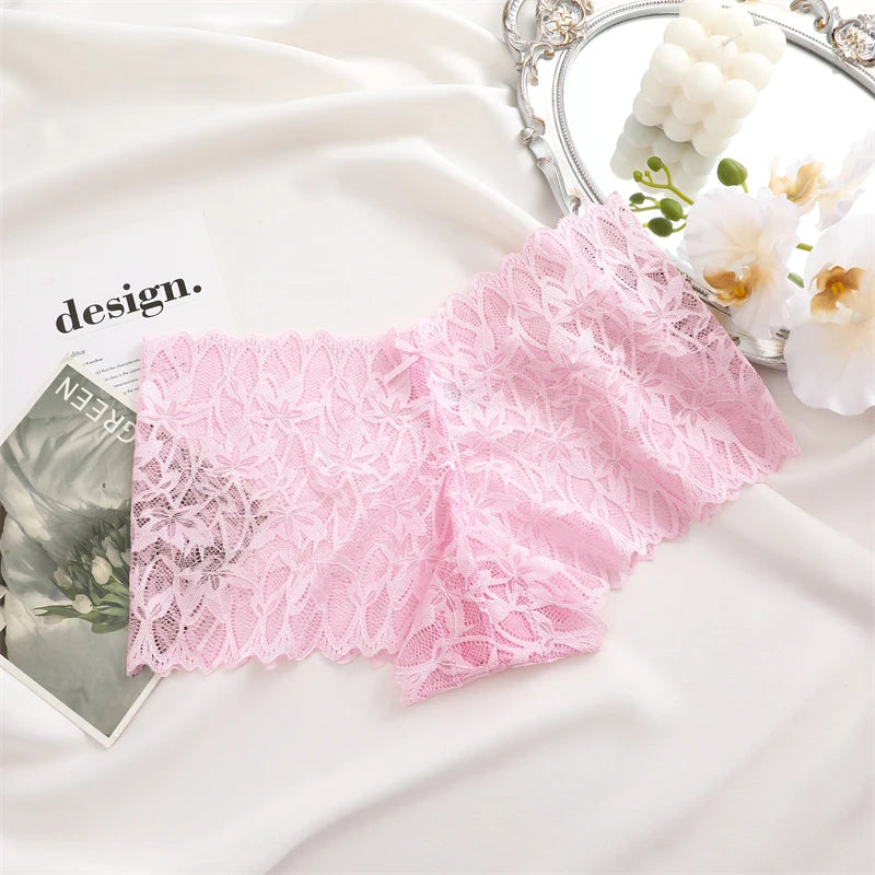 Women Lace Boyshort Panties Low-Rise Sexy Underwear Trendy Floral Underpants Female Sexy Boyshort Panties Ladies Lingerie