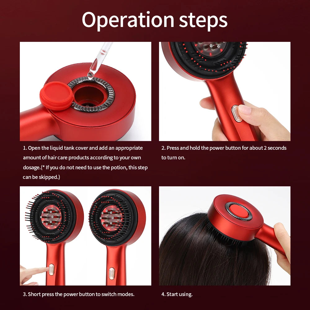 3 in 1 Electric Hair Regrowth Brush with Infrared Light Machine Acupoint Scalp Massage Anti-Hair Loss Exercise Hair Scrubber Combs