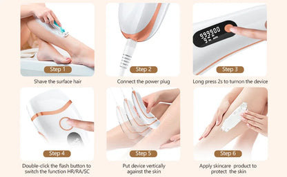 IPL Epilator 999000 Flashes Laser Hair Removal For Men Women Painless Permanent Photoepilation Trimmer Electric Depilador