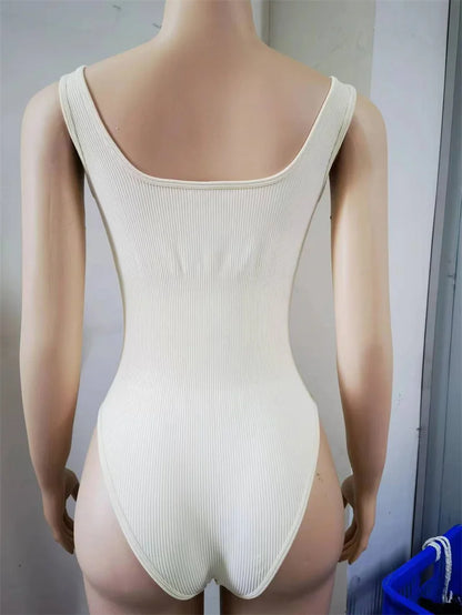 GUUDIA Ribbed Tummy Jumpsuit Daily Shaper Bodysuits Light Control Compress Tummy Control Open Crotch Shapewear Suits Open Crotch