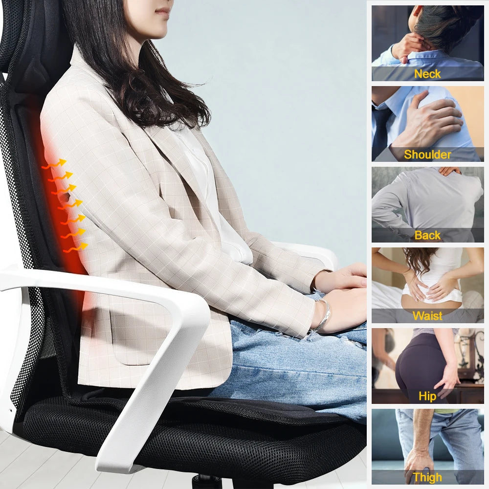 Electric Back Massager Infrared Full-Body Massage Chair Cushion Heating Vibrator Car Home Office Lumbar Neck Mattress Chair Mat