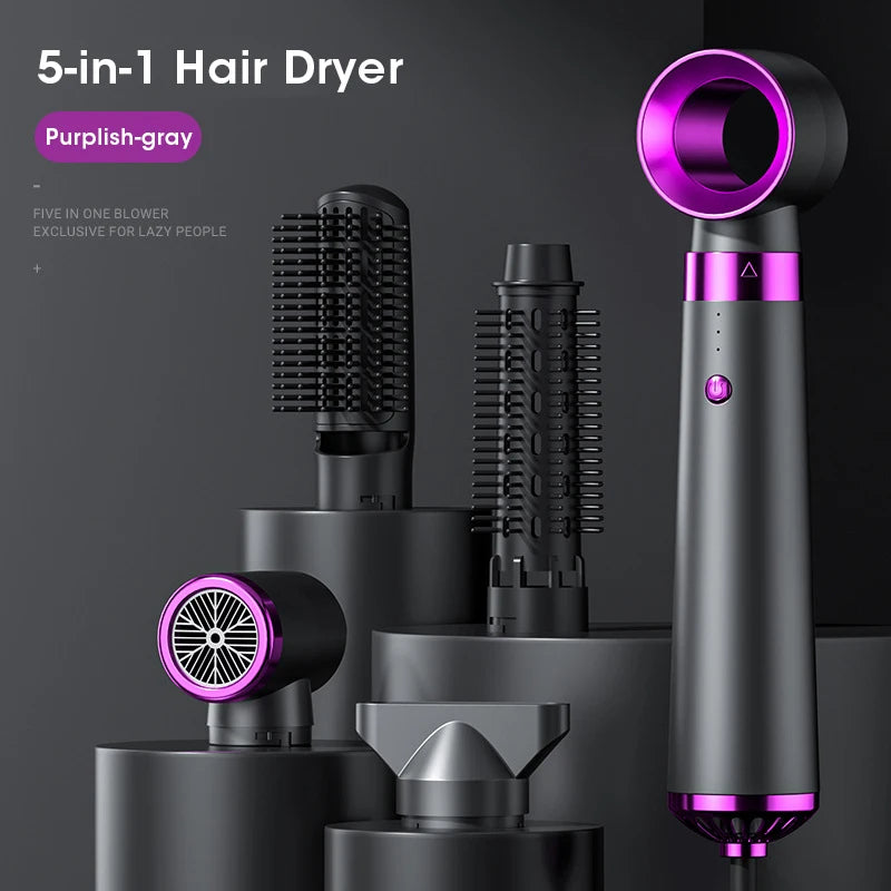 New 5 In 1 Electric Hair Dryer Hot Air Brush Multifunctional Hair Straightener Negative Ion Curler Blow Dryer Styling Set