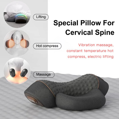 Electric Neck Massager Cervical Pillow Hot Compress Neck Stretch Heating Vibration Neck Shoulder Massage Pillow Back Traction